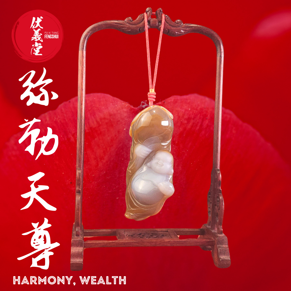 Fu Xi Tang Exquisite Jade Statue: Mi Le Tian Zun