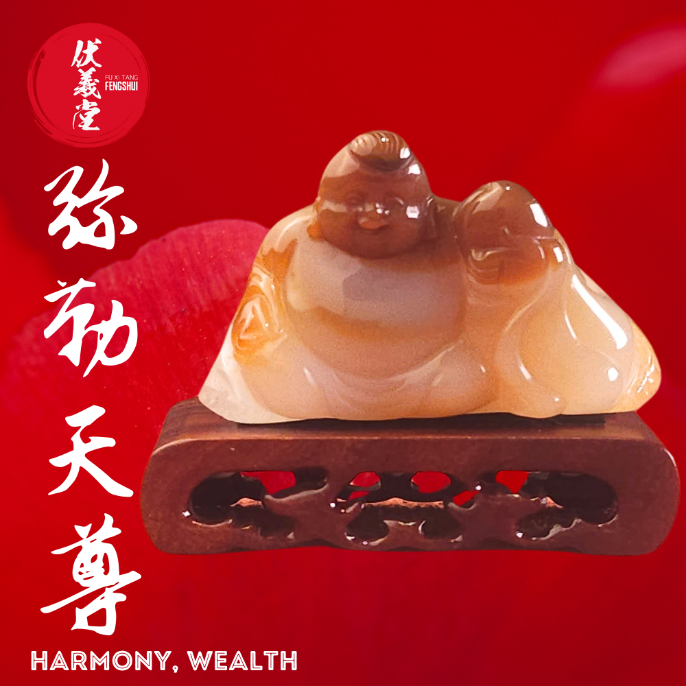 Fu Xi Tang Exquisite Jade Statue: Mi Le Tian Zun