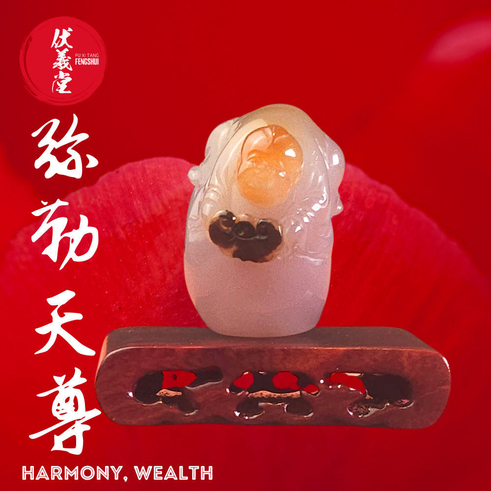 Fu Xi Tang Exquisite Jade Mini Statue: Mi Le Tian Zun