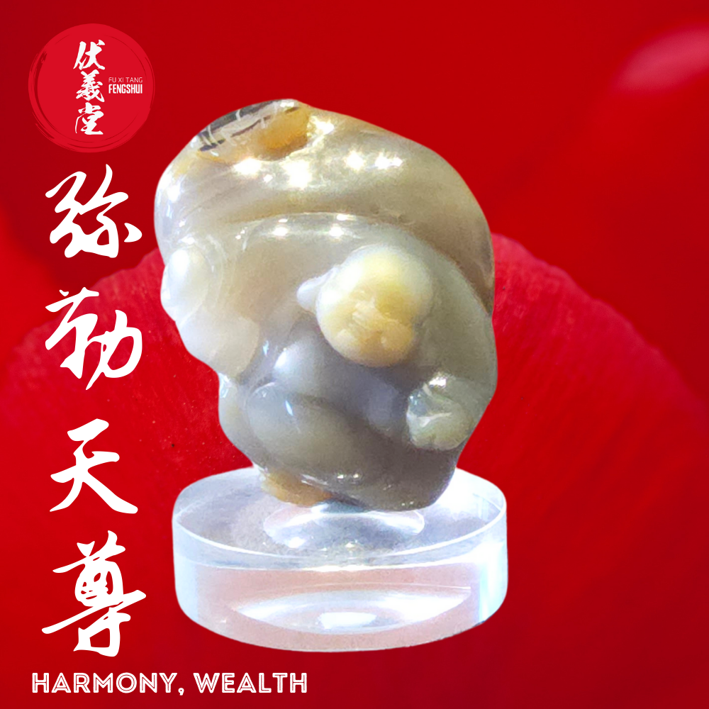 Fu Xi Tang Exquisite Jade Statue: Mi Le Tian Zun