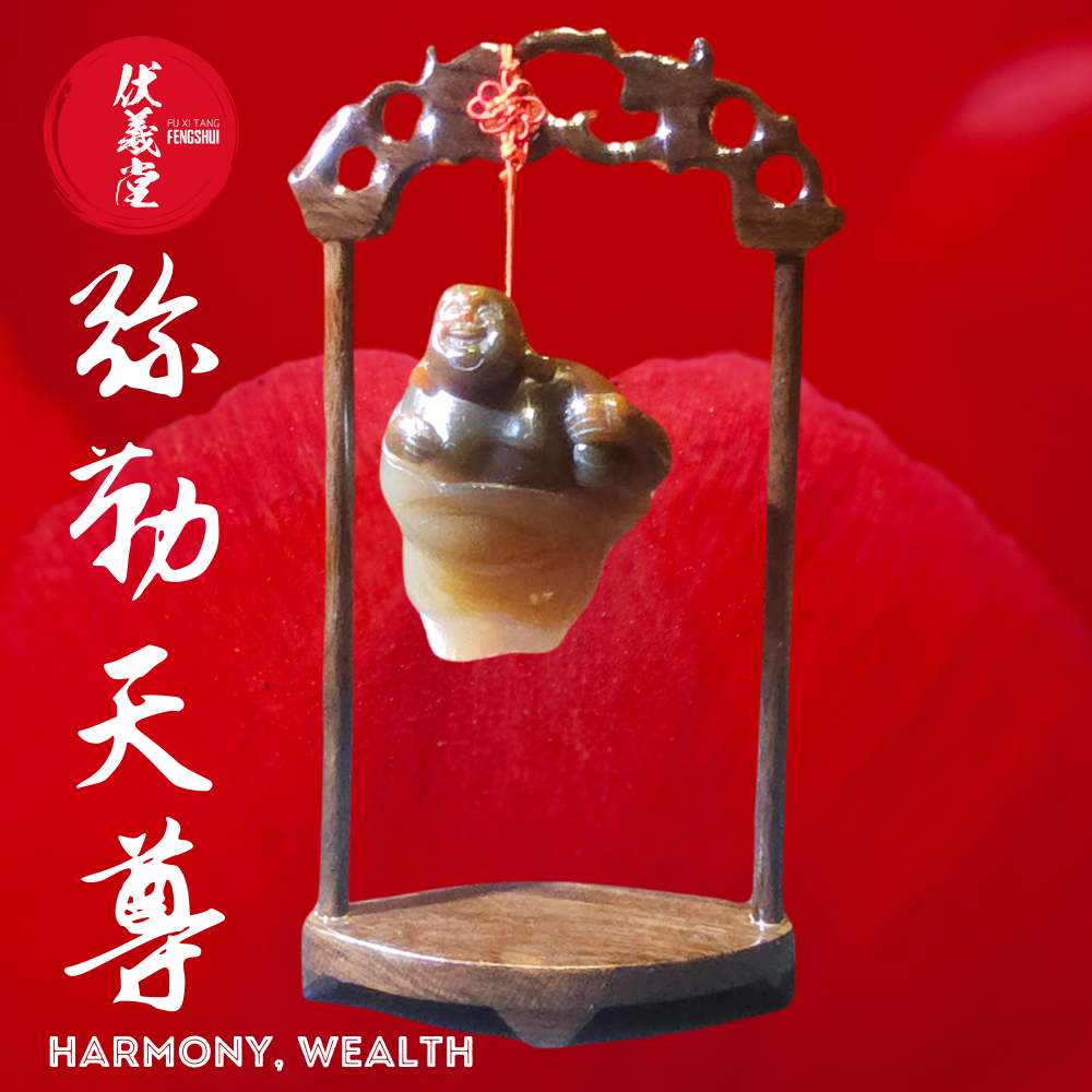 Fu Xi Tang Exquisite Jade Mini Statue: Mi Le Tian Zun