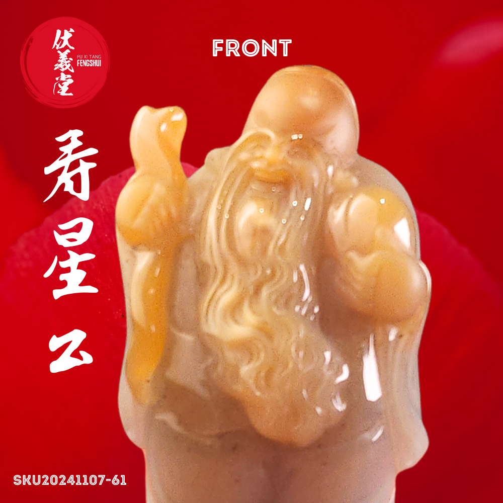 Fu Xi Tang Exquisite Jade Mini Statue: God of Longevity