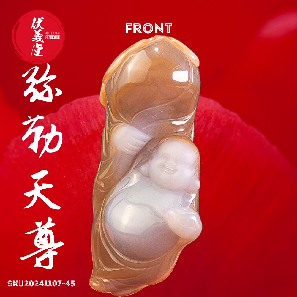 Fu Xi Tang Exquisite Jade Statue: Mi Le Tian Zun