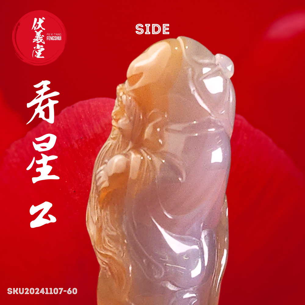 Fu Xi Tang Exquisite Jade Mini Statue: God of Longevity