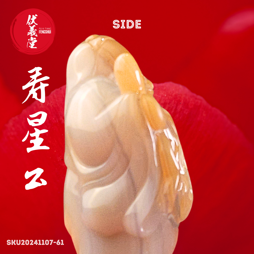 Fu Xi Tang Exquisite Jade Mini Statue: God of Longevity