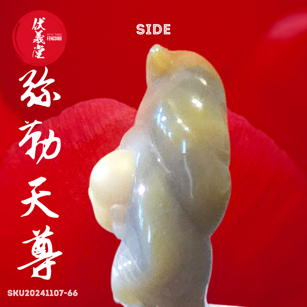 Fu Xi Tang Exquisite Jade Statue: Mi Le Tian Zun