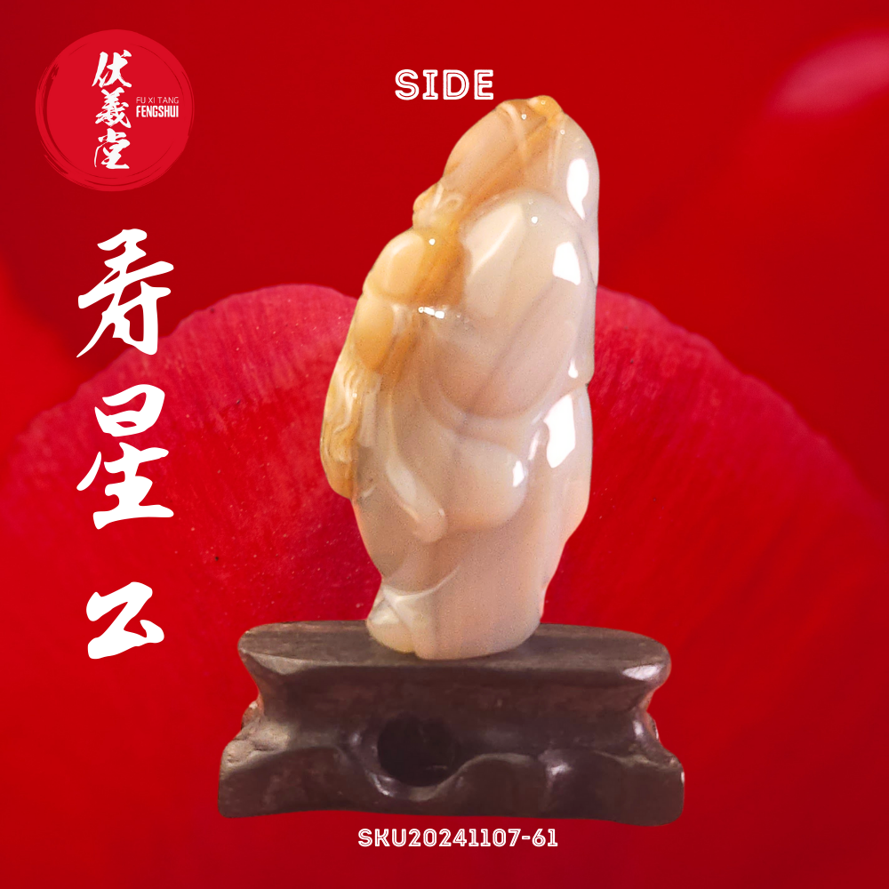Fu Xi Tang Exquisite Jade Mini Statue: God of Longevity