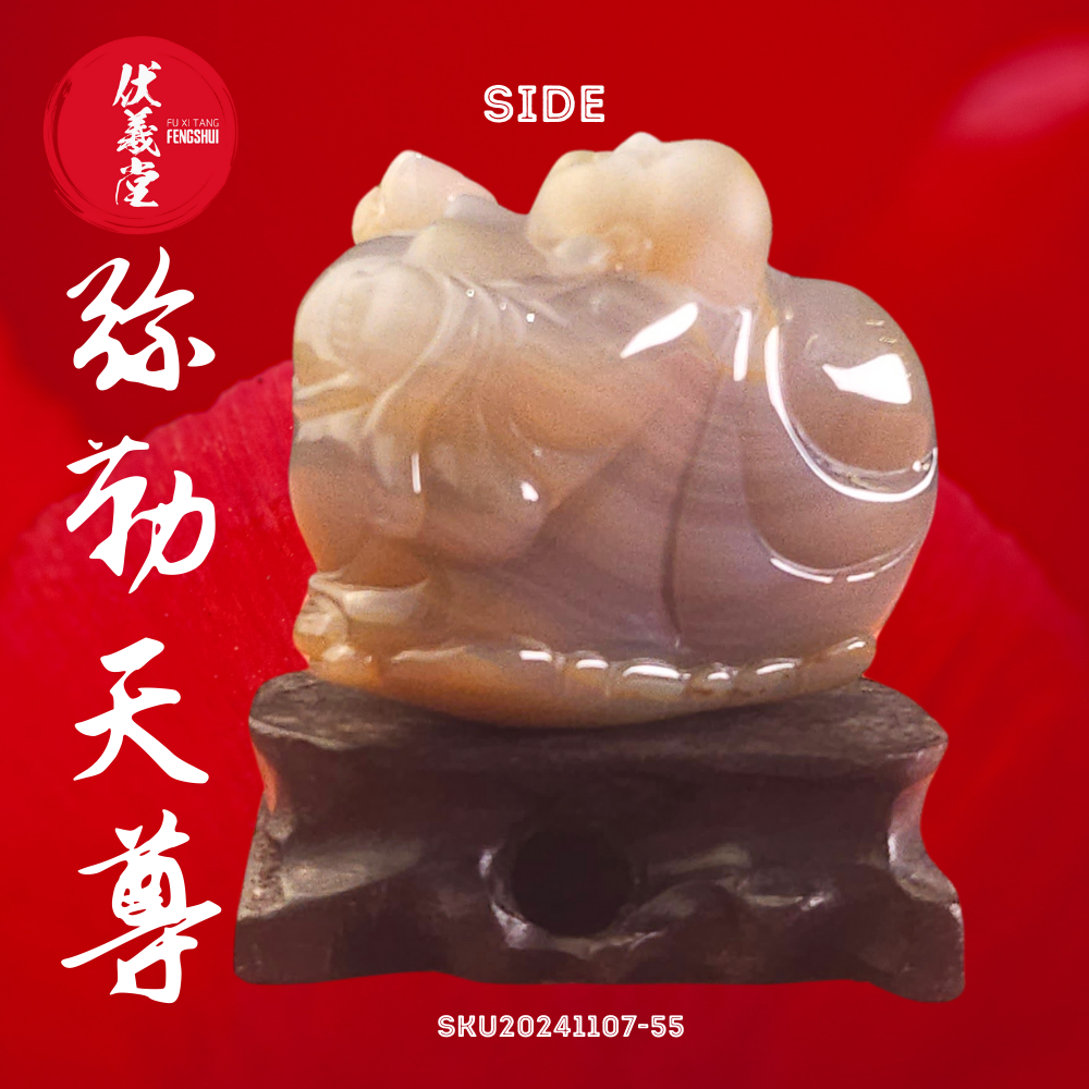 Fu Xi Tang Exquisite Jade Statue: Mi Le Tian Zun