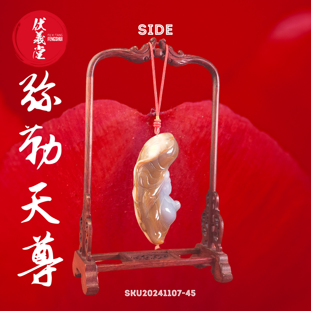Fu Xi Tang Exquisite Jade Statue: Mi Le Tian Zun