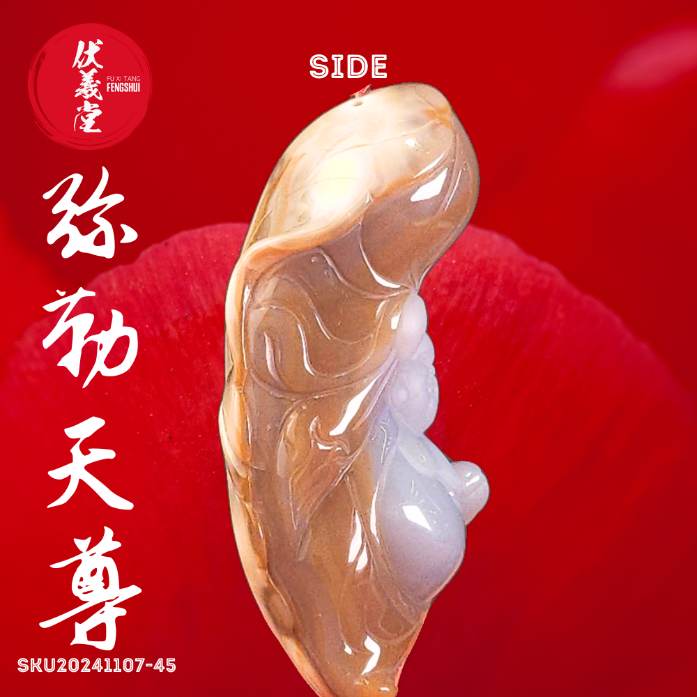 Fu Xi Tang Exquisite Jade Statue: Mi Le Tian Zun