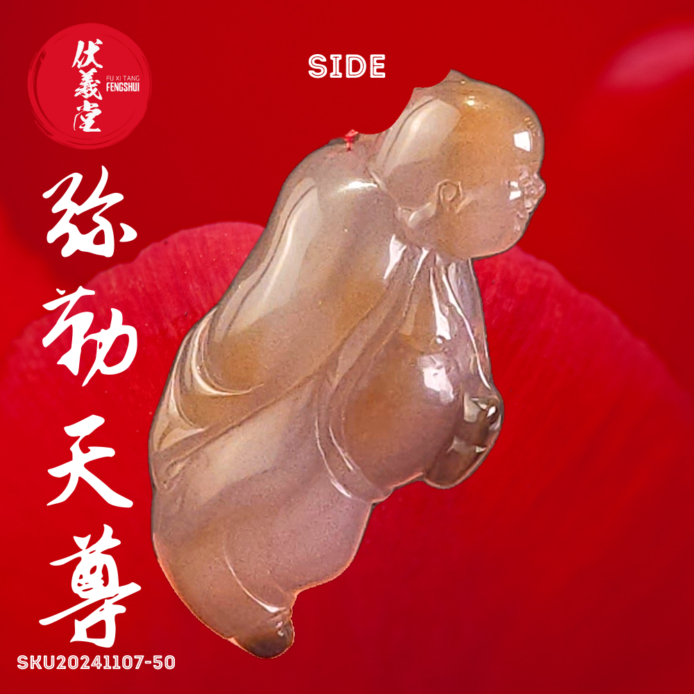 Fu Xi Tang Exquisite Jade Mini Statue: Mi Le Tian Zun