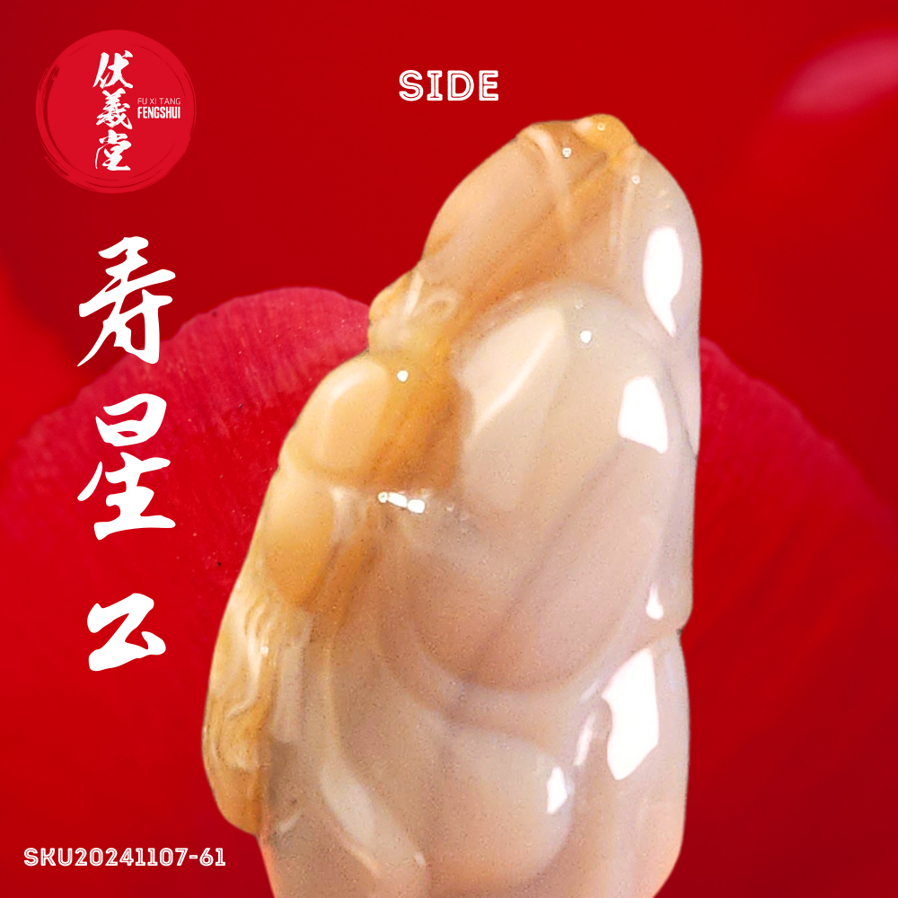 Fu Xi Tang Exquisite Jade Mini Statue: God of Longevity