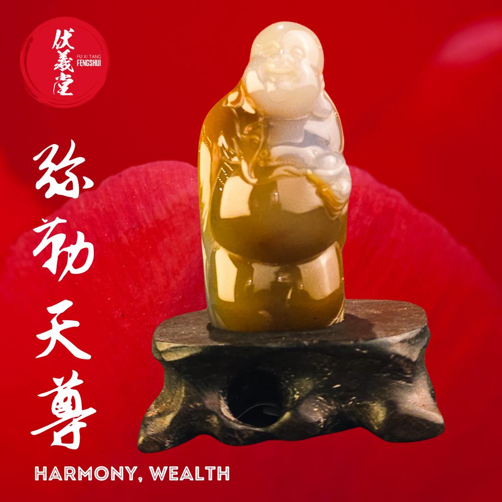 Fu Xi Tang Exquisite Jade Statue: Mi Le Tian Zun