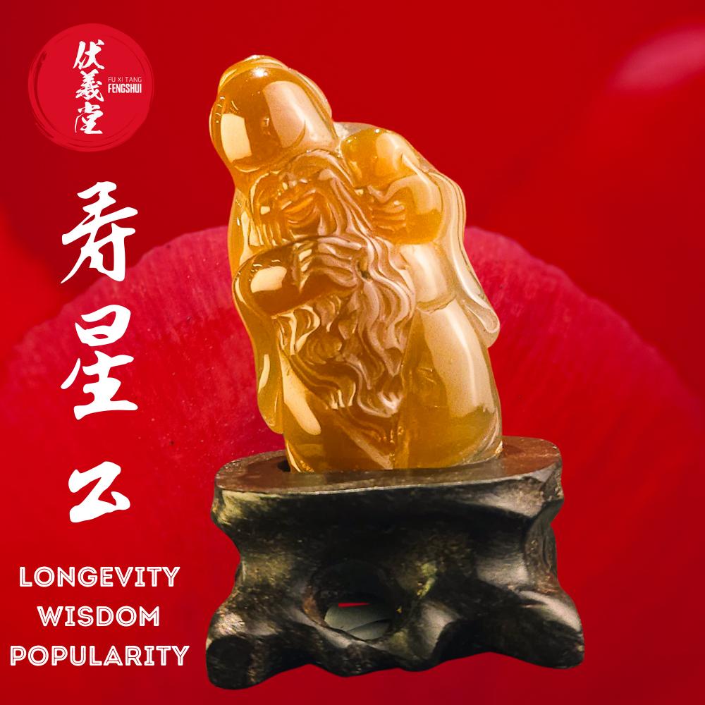 Fu Xi Tang Exquisite Jade Statue: God of Longevity