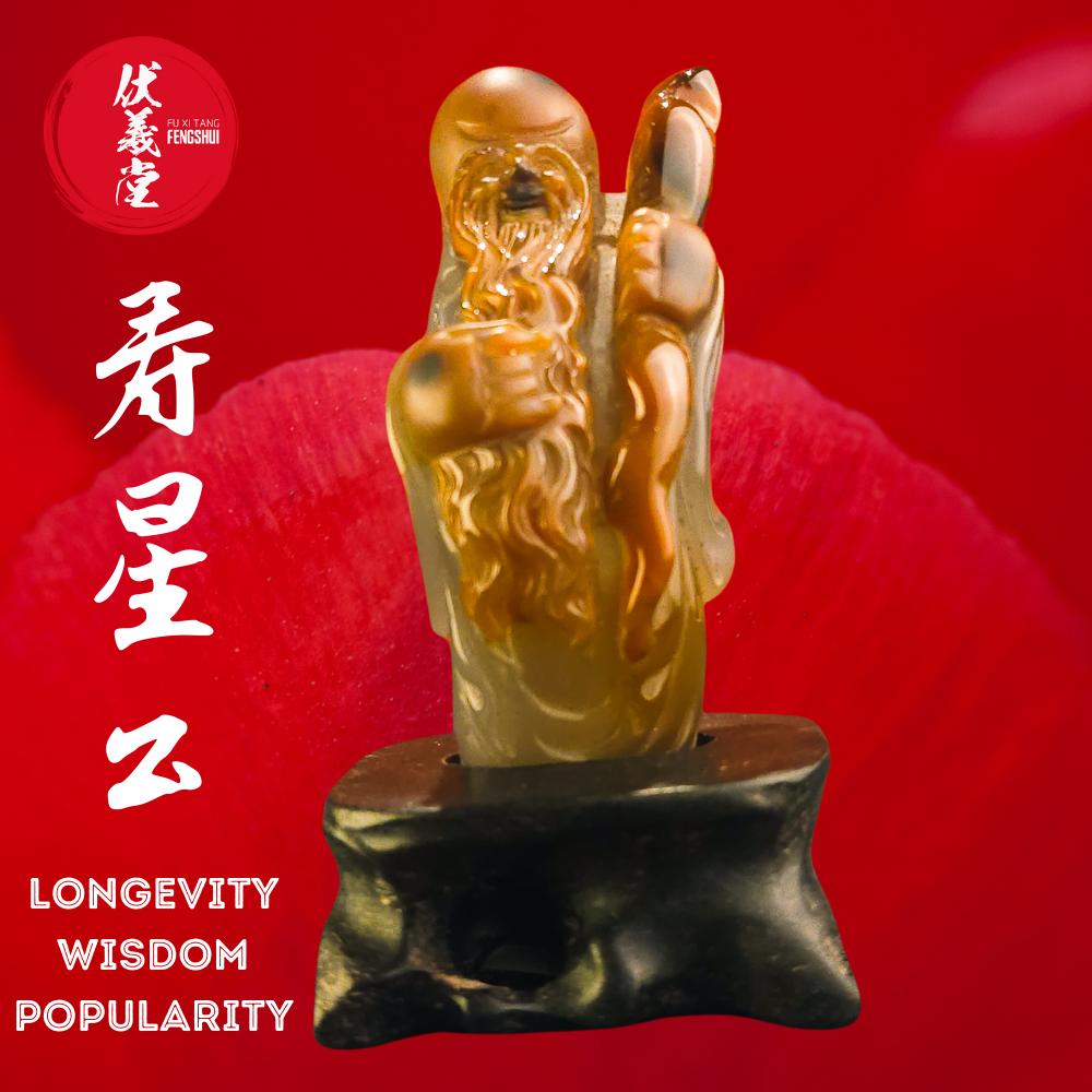 Fu Xi Tang Exquisite Jade Statue: God of Longevity