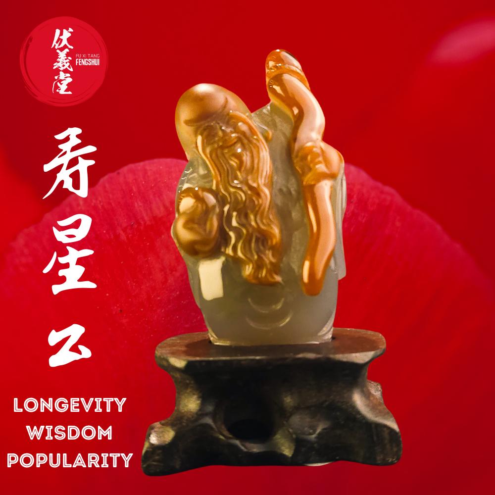 Fu Xi Tang Exquisite Jade Statue: God of Longevity