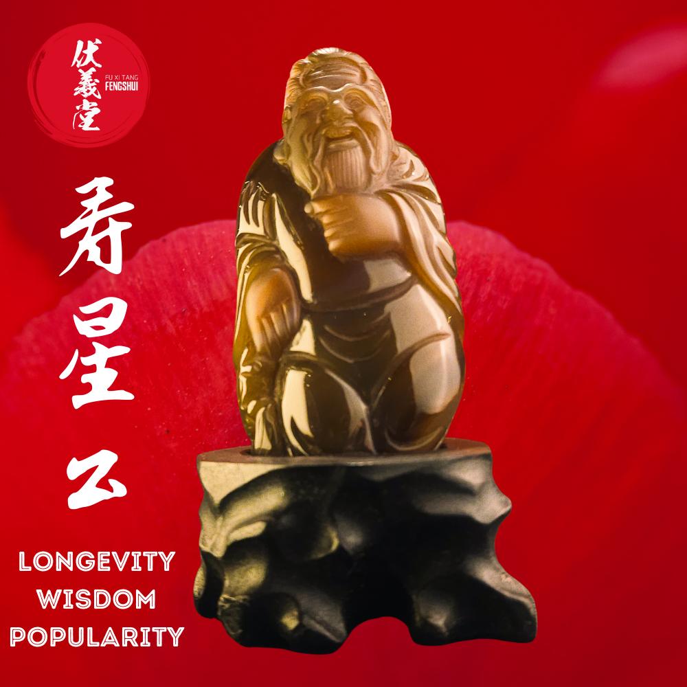 Fu Xi Tang Exquisite Jade Statue: God of Longevity