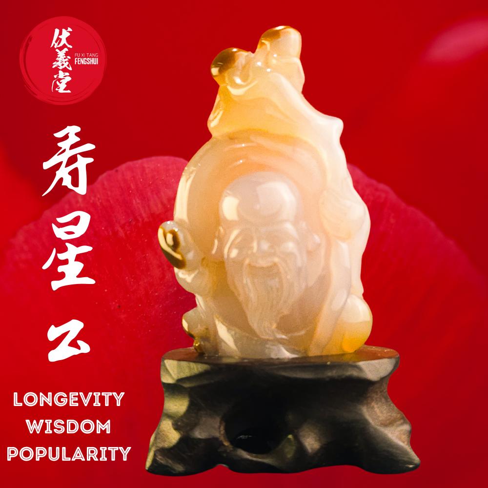 Fu Xi Tang Exquisite Jade Statue: God of Longevity