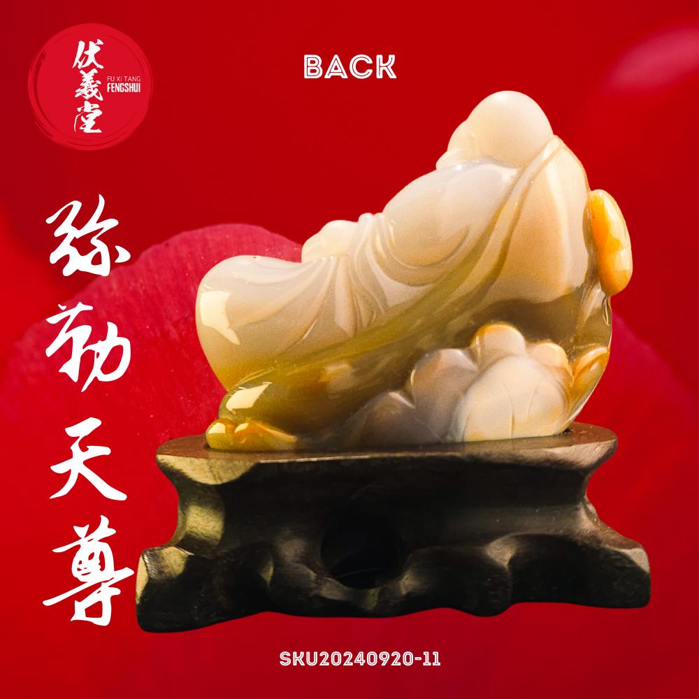 Fu Xi Tang Exquisite Jade Statue: Mi Le Tian Zun