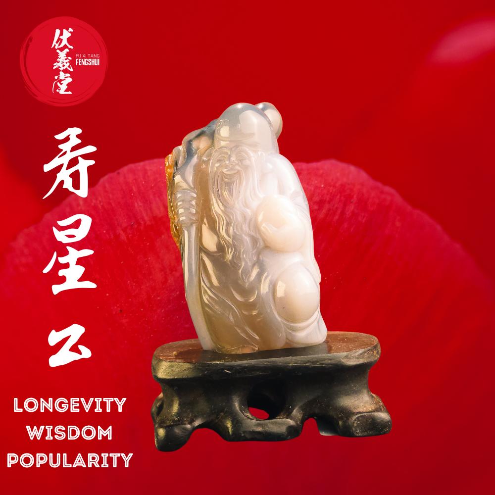Fu Xi Tang Exquisite Jade Statue: God of Longevity