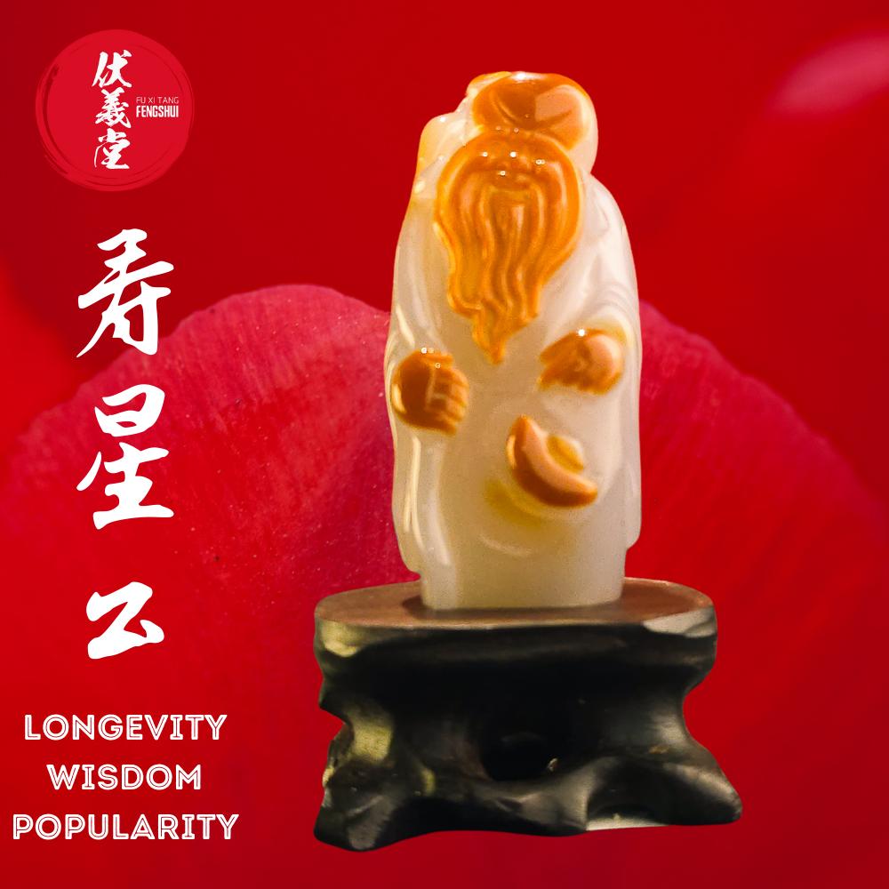 Fu Xi Tang Exquisite Jade Statue: God of Longevity
