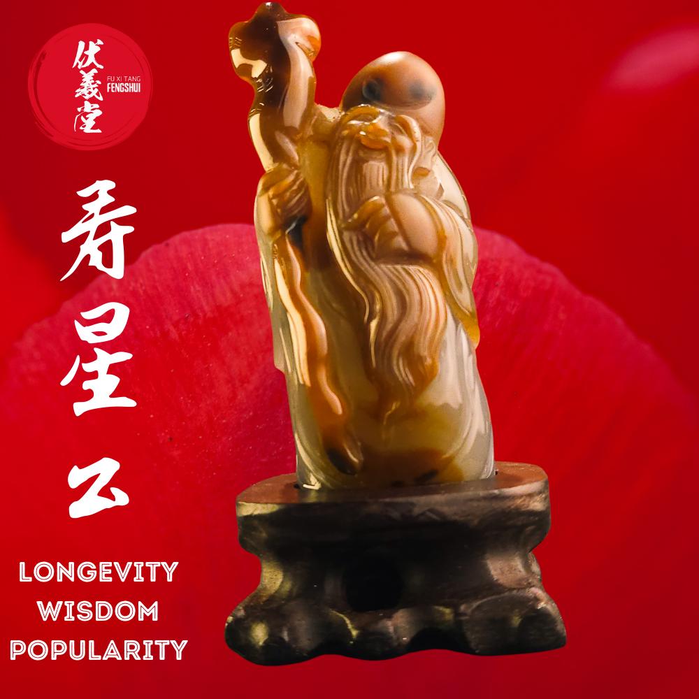 Fu Xi Tang Exquisite Jade Statue: God of Longevity