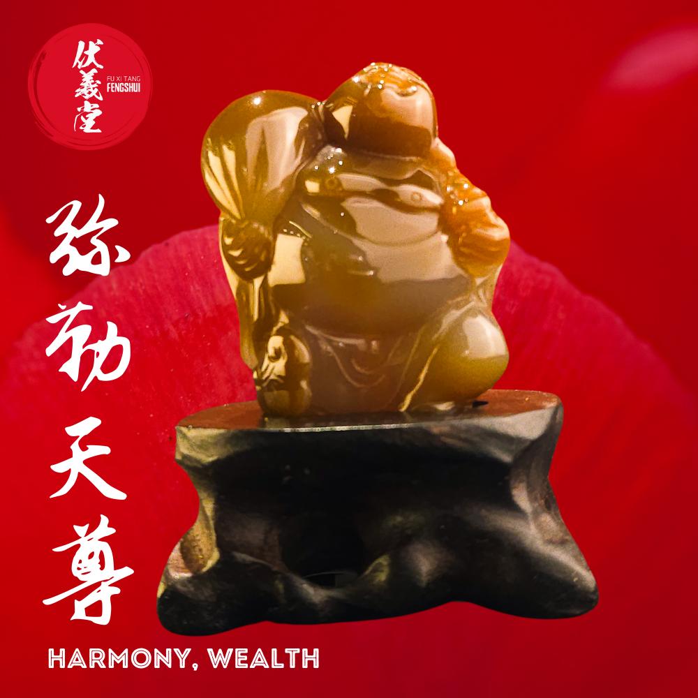 Fu Xi Tang Exquisite Jade Statue: Mi Le Tian Zun