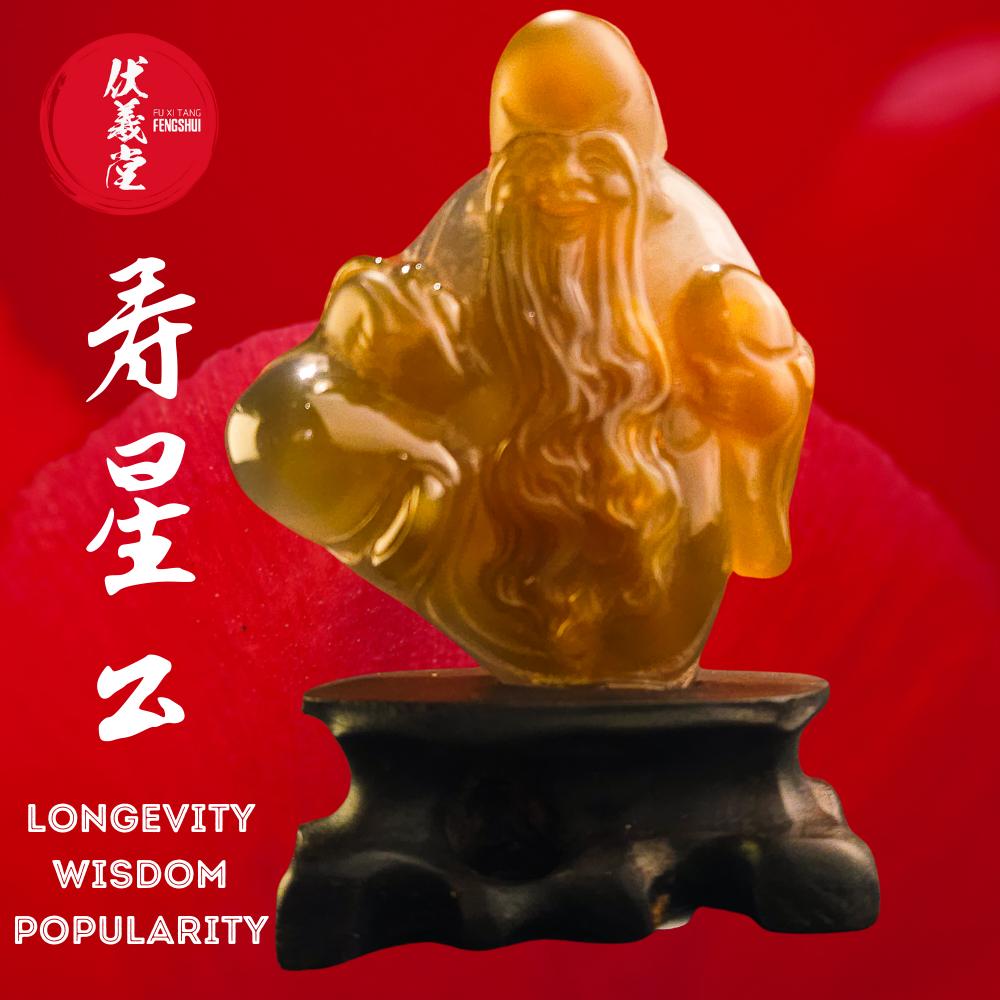 Fu Xi Tang Exquisite Jade Statue: God of Longevity