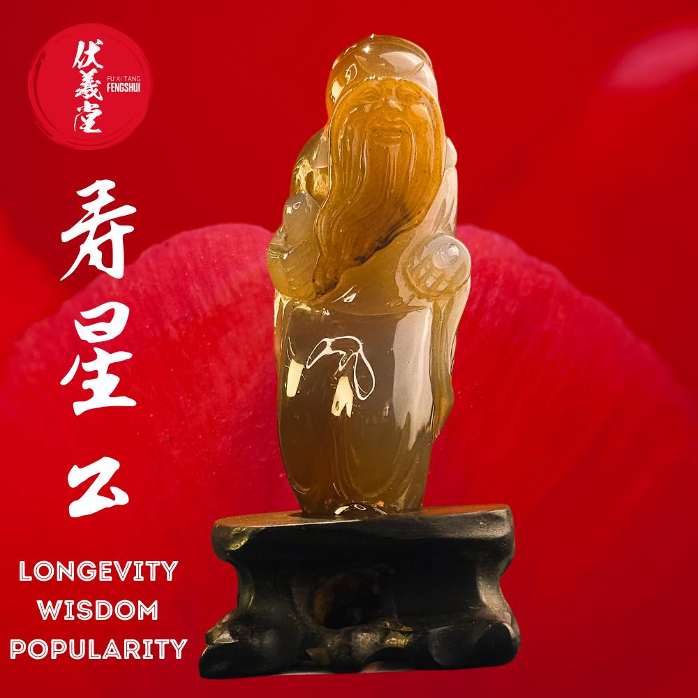 Fu Xi Tang Exquisite Jade Statue: God of Longevity