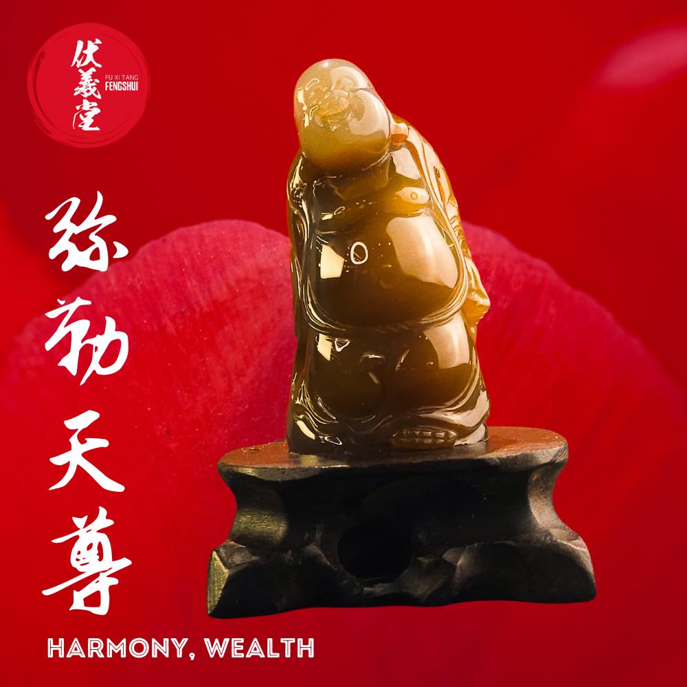 Fu Xi Tang Exquisite Jade Statue: Mi Le Tian Zun