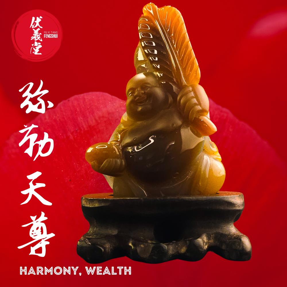 Fu Xi Tang Exquisite Jade Statue: Mi Le Tian Zun