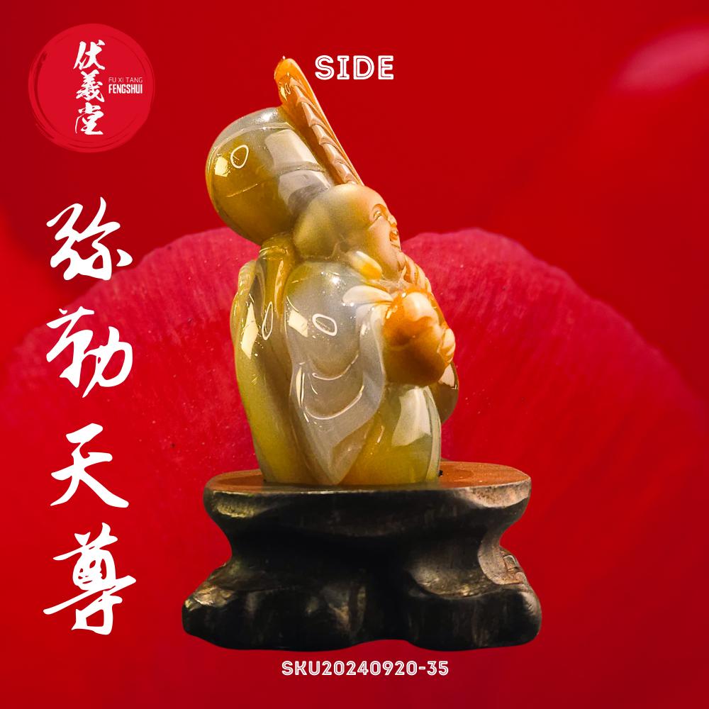 Fu Xi Tang Exquisite Jade Statue: Mi Le Tian Zun