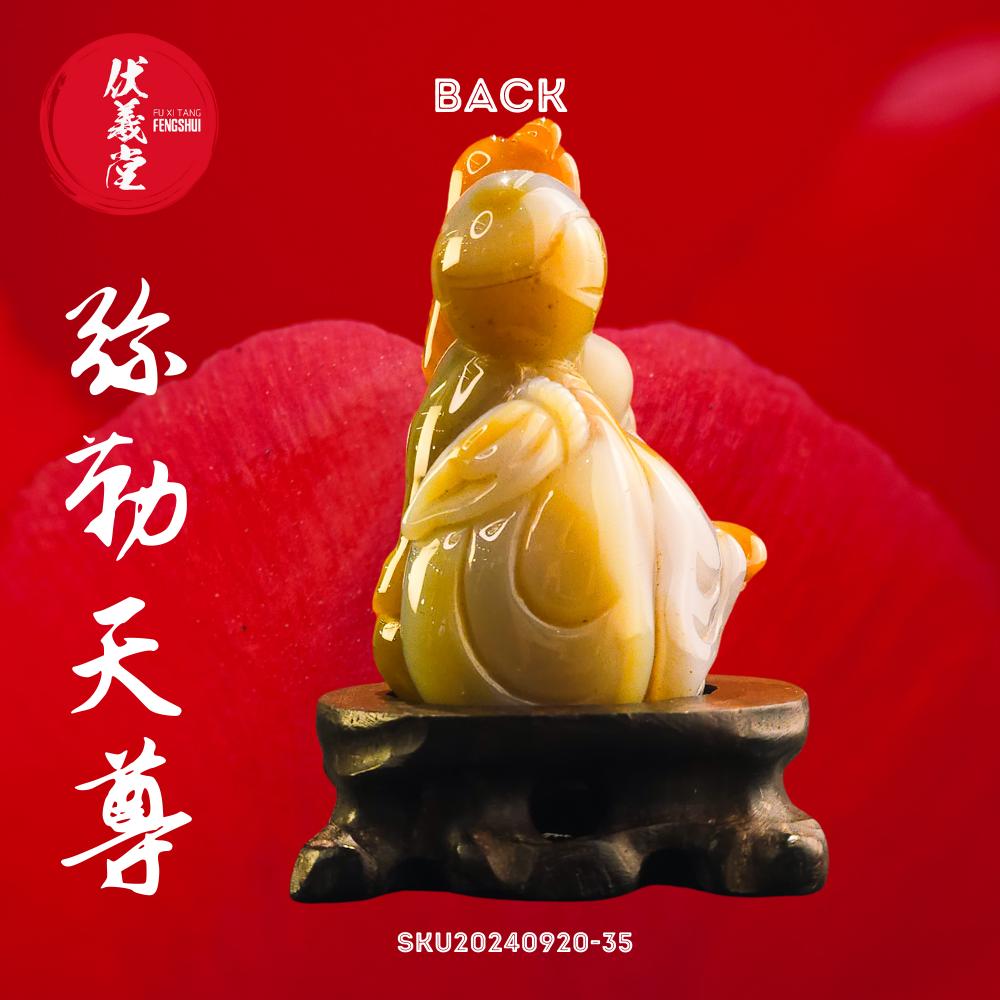 Fu Xi Tang Exquisite Jade Statue: Mi Le Tian Zun