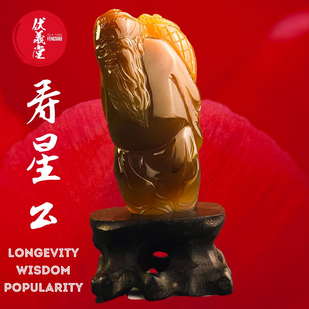 Fu Xi Tang Exquisite Jade Statue: God of Longevity